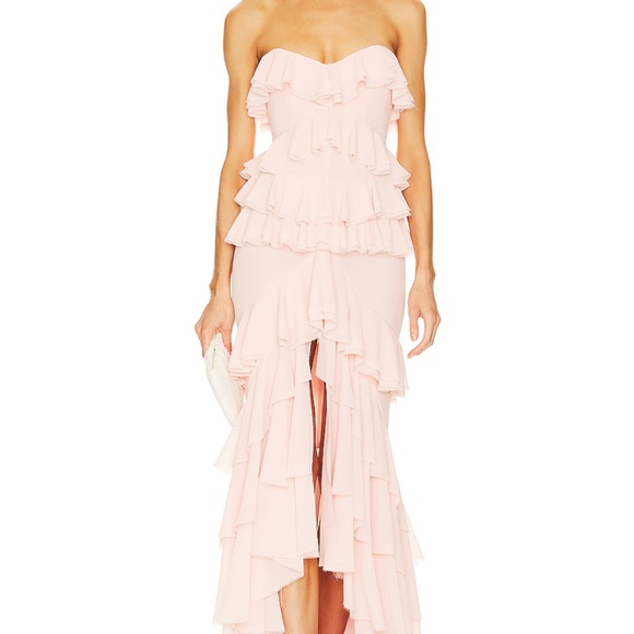 Strapless Pink Ruffle Dress - Picture 4 of 4